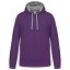Férfi pulóver kontrasztos bélésű kapucnival, Kariban KA446, Purple/Oxford Grey-2XL
