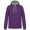 Férfi pulóver kontrasztos bélésű kapucnival, Kariban KA446, Purple/Oxford Grey-L