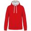 Férfi pulóver kontrasztos bélésű kapucnival, Kariban KA446, Red/White-M