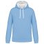 Férfi pulóver kontrasztos bélésű kapucnival, Kariban KA446, Sky Blue/White-4XL
