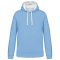 Férfi pulóver kontrasztos bélésű kapucnival, Kariban KA446, Sky Blue/White-XL