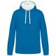 Férfi pulóver kontrasztos bélésű kapucnival, Kariban KA446, Tropical Blue/White-4XL