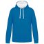 Férfi pulóver kontrasztos bélésű kapucnival, Kariban KA446, Tropical Blue/White-XL
