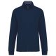 Férfi vastag cipzáras pulóver bordázott csíkos gallérral, Kariban KA456, Navy-XL