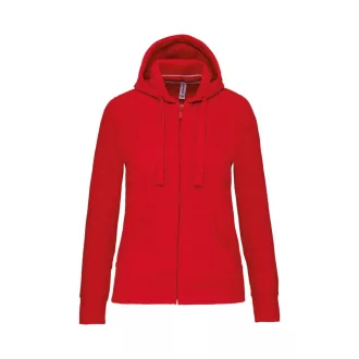 Női cipzáros kapucnis pulóver, Kariban KA464, Red-XS