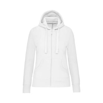 Női cipzáros kapucnis pulóver, Kariban KA464, White-XS