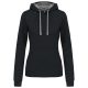 Női pulóver kontrasztos bélésű kapucnival, Kariban KA465, Black/Fine Grey-L