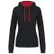 Női pulóver kontrasztos bélésű kapucnival, Kariban KA465, Black/Red-2XL