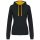 Női pulóver kontrasztos bélésű kapucnival, Kariban KA465, Black/Yellow-L