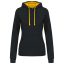 Női pulóver kontrasztos bélésű kapucnival, Kariban KA465, Black/Yellow-M