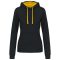 Női pulóver kontrasztos bélésű kapucnival, Kariban KA465, Black/Yellow-S