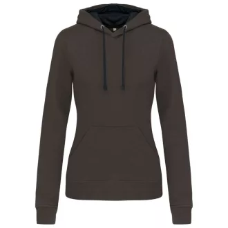  Női pulóver kontrasztos bélésű kapucnival, Kariban KA465, Dark Grey/Black-XS