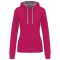 Női pulóver kontrasztos bélésű kapucnival, Kariban KA465, Fuchsia/Fine Grey-L
