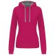 Női pulóver kontrasztos bélésű kapucnival, Kariban KA465, Fuchsia/Fine Grey-S