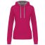 Női pulóver kontrasztos bélésű kapucnival, Kariban KA465, Fuchsia/Fine Grey-XL