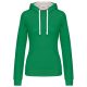 Női pulóver kontrasztos bélésű kapucnival, Kariban KA465, Light Kelly Green/White-2XL