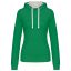 Női pulóver kontrasztos bélésű kapucnival, Kariban KA465, Light Kelly Green/White-XL