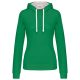 Női pulóver kontrasztos bélésű kapucnival, Kariban KA465, Light Kelly Green/White-XL