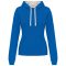 Női pulóver kontrasztos bélésű kapucnival, Kariban KA465, Light Royal Blue/White-L