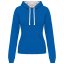 Női pulóver kontrasztos bélésű kapucnival, Kariban KA465, Light Royal Blue/White-L