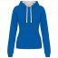 Női pulóver kontrasztos bélésű kapucnival, Kariban KA465, Light Royal Blue/White-M