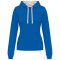 Női pulóver kontrasztos bélésű kapucnival, Kariban KA465, Light Royal Blue/White-XS