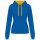 Női pulóver kontrasztos bélésű kapucnival, Kariban KA465, Light Royal Blue/Yellow-XS