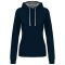 Női pulóver kontrasztos bélésű kapucnival, Kariban KA465, Navy/Fine Grey-XS