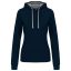 Női pulóver kontrasztos bélésű kapucnival, Kariban KA465, Navy/Fine Grey-XS