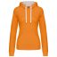 Női pulóver kontrasztos bélésű kapucnival, Kariban KA465, Orange/White-S