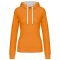 Női pulóver kontrasztos bélésű kapucnival, Kariban KA465, Orange/White-XL