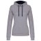 Női pulóver kontrasztos bélésű kapucnival, Kariban KA465, Oxford Grey/Navy-XL