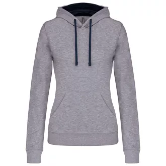   Női pulóver kontrasztos bélésű kapucnival, Kariban KA465, Oxford Grey/Navy-XS