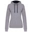 Női pulóver kontrasztos bélésű kapucnival, Kariban KA465, Oxford Grey/Navy-XS
