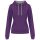 Női pulóver kontrasztos bélésű kapucnival, Kariban KA465, Purple/Oxford Grey-M