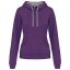 Női pulóver kontrasztos bélésű kapucnival, Kariban KA465, Purple/Oxford Grey-M