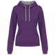 Női pulóver kontrasztos bélésű kapucnival, Kariban KA465, Purple/Oxford Grey-M