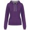 Női pulóver kontrasztos bélésű kapucnival, Kariban KA465, Purple/Oxford Grey-S