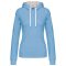 Női pulóver kontrasztos bélésű kapucnival, Kariban KA465, Sky Blue/White-XL