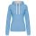 Női pulóver kontrasztos bélésű kapucnival, Kariban KA465, Sky Blue/White-XS
