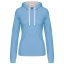 Női pulóver kontrasztos bélésű kapucnival, Kariban KA465, Sky Blue/White-XS