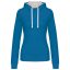 Női pulóver kontrasztos bélésű kapucnival, Kariban KA465, Tropical Blue/White-2XL