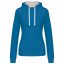 Női pulóver kontrasztos bélésű kapucnival, Kariban KA465, Tropical Blue/White-M
