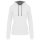 Női pulóver kontrasztos bélésű kapucnival, Kariban KA465, White/Fine Grey-M