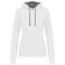 Női pulóver kontrasztos bélésű kapucnival, Kariban KA465, White/Fine Grey-S