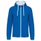 Férfi cipzáras pulóver kontrasztos bélésű kapucnival, Kariban KA466, Light Royal Blue/White-XL