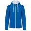 Férfi cipzáras pulóver kontrasztos bélésű kapucnival, Kariban KA466, Light Royal Blue/White-XL