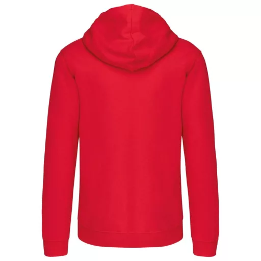 Férfi cipzáras pulóver kontrasztos bélésű kapucnival, Kariban KA466, Red/White-M