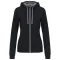 Női cipzáras pulóver kontrasztos bélésű kapucnival, Kariban KA467, Black/Fine Grey-M