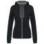 Női cipzáras pulóver kontrasztos bélésű kapucnival, Kariban KA467, Black/Fine Grey-M